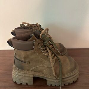 Chunky brown combat boots